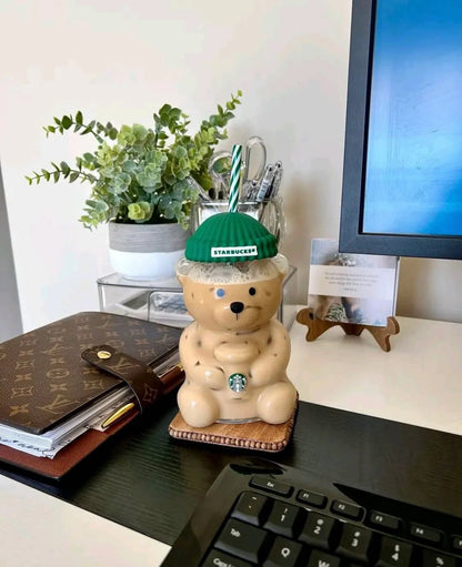 Holiday Teddy Bear Cup – Beanie Lid + Reusable Straw - OUT OF STOCK