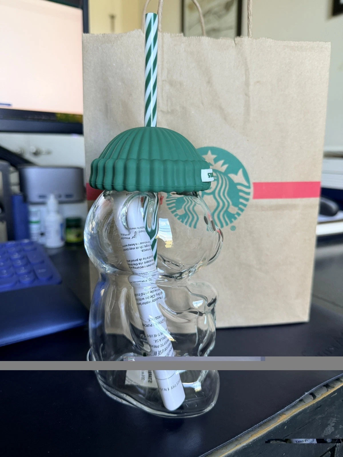 Holiday Teddy Bear Cup – Beanie Lid + Reusable Straw - OUT OF STOCK