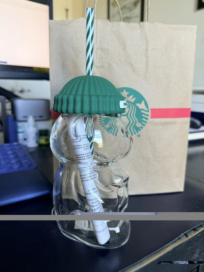 Holiday Teddy Bear Cup – Beanie Lid + Reusable Straw - OUT OF STOCK
